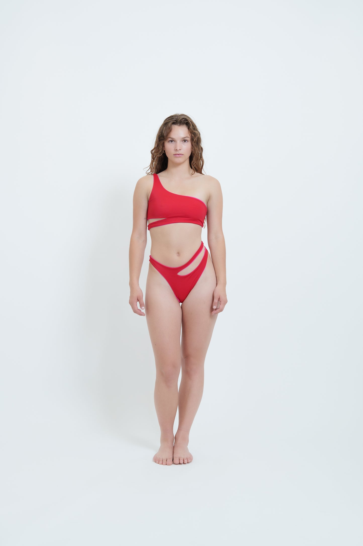 Reversible Ace Bikini in Fuchsia and Red