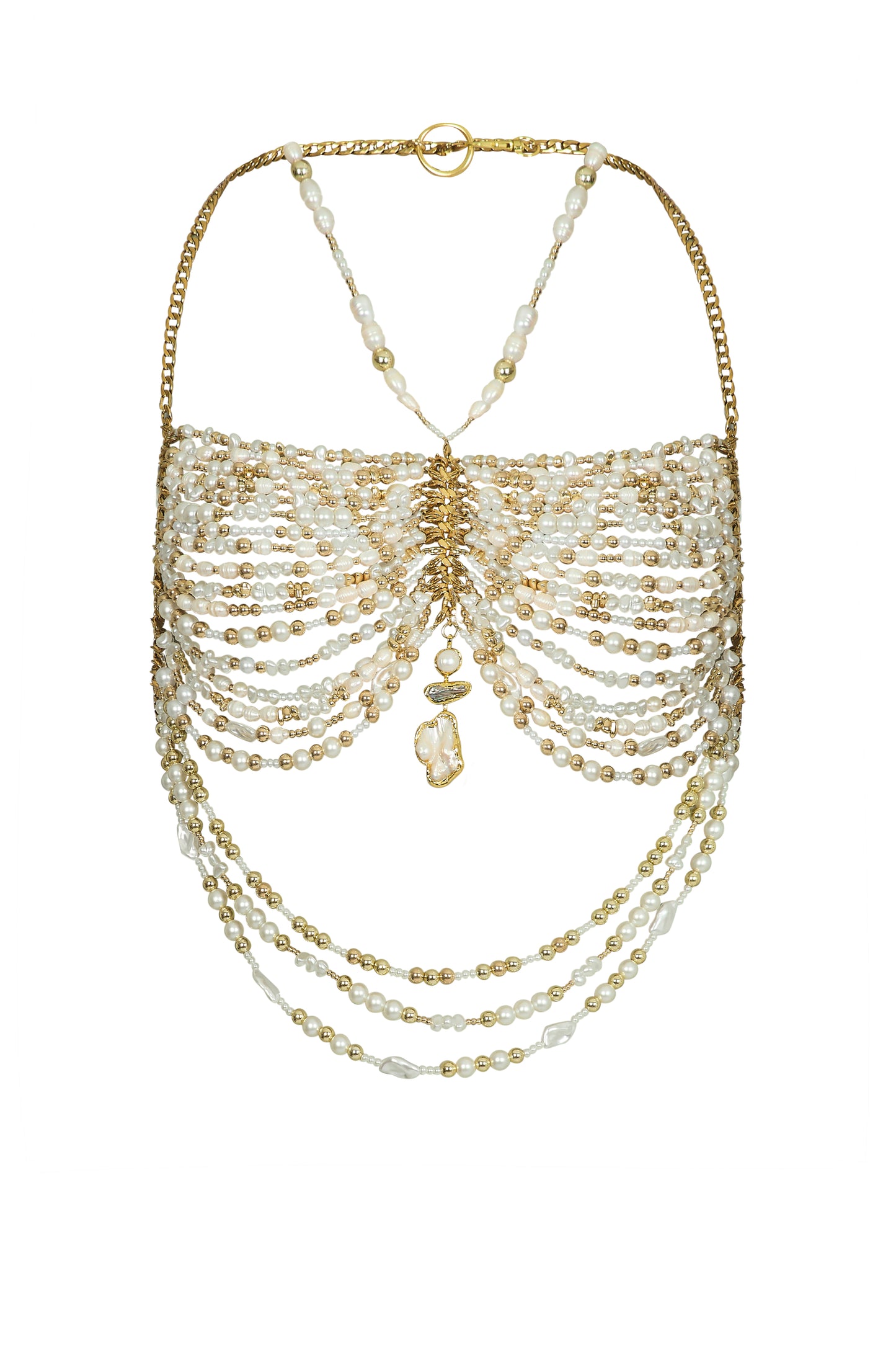 Pearl and Gold Beaded Top