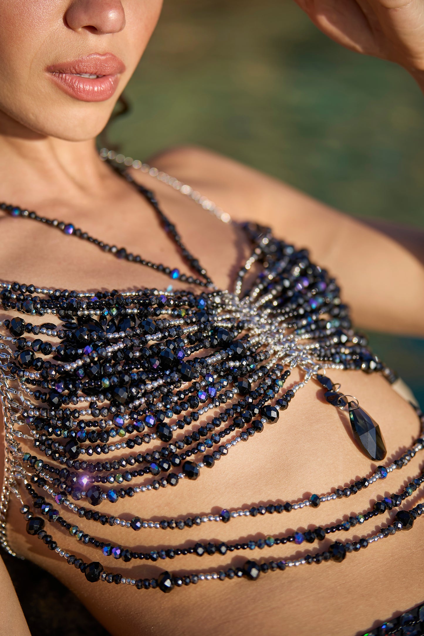 Black and Silver Beaded Top
