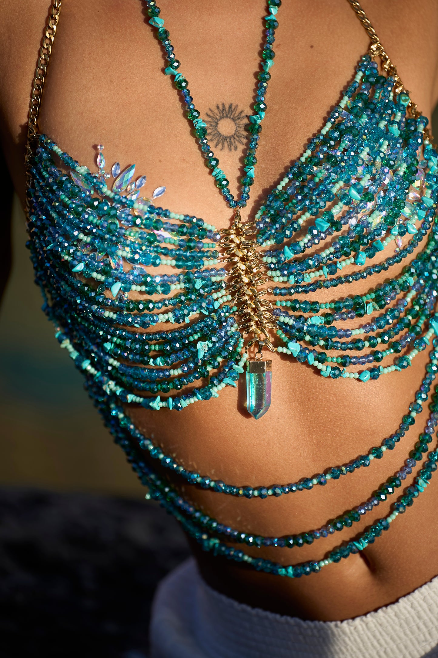 Turquoise Beaded Top