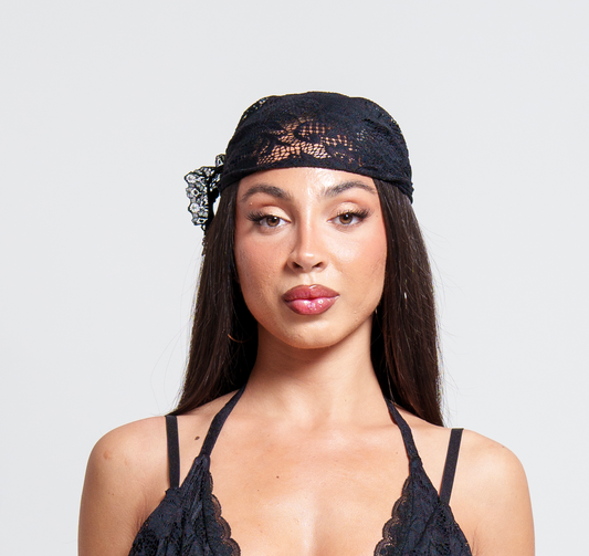 Black Lace Headscarf