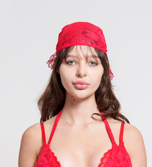 Red Lace Headscarf